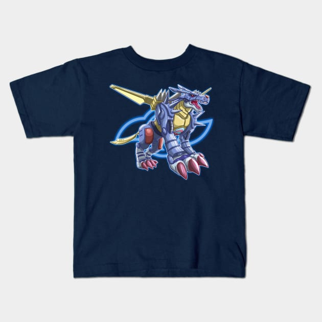 fanart metalgarurumon Kids T-Shirt by DigiTeeshrit